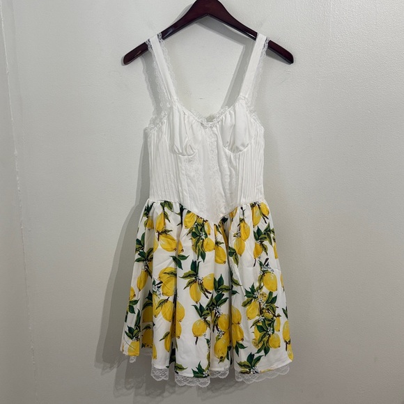 FASHION NOVA Mini Dress Womens Small White Yellow Coquette NWT - Picture 3 of 13